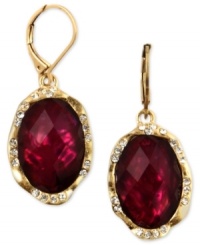 Vintage inspiration from Jones New York. Alluring color creates a stunning look to these drop earrings. With ruby epoxy and abalone sheeting. Finished with leverback closure. Crafted in worn gold tone mixed metal. Approximate drop: 1 inch. Vintage inspiration from Jones New York. Alluring color creates a stunning look to these drop earrings. With ruby epoxy and abalone sheeting. Finished with leverback closure. Crafted in worn gold tone mixed metal. Approximate drop: 1 inch.
