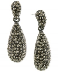Dark and dynamic. These teardrop earrings from 2028 are crafted from hematite-tone mixed metal with glass stones in the same shade for a dazzling touch. Approximate drop: 1 inch. Dark and dynamic. These teardrop earrings from 2028 are crafted from hematite-tone mixed metal with glass stones in the same shade for a dazzling touch. Approximate drop: 1 inch.