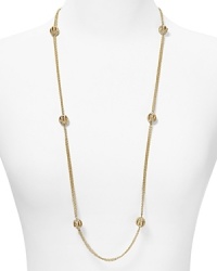 A simply styled link chain sets off graceful crystal stations on this dramatic Lauren Ralph Lauren necklace, finished in plated metal. A simply styled link chain sets off graceful crystal stations on this dramatic Lauren Ralph Lauren necklace, finished in plated metal.