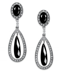 Exude confidence in this dark drop earrings from Charter Club. With a teardrop design, they're embellished with clear glass stones. A jet epoxy stone hangs at the center. Crafted in imitation rhodium tone mixed metal. Approximate drop: 1-3/4 inches. Exude confidence in this dark drop earrings from Charter Club. With a teardrop design, they're embellished with clear glass stones. A jet epoxy stone hangs at the center. Crafted in imitation rhodium tone mixed metal. Approximate drop: 1-3/4 inches.