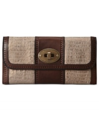 Get organized in the most exotic way with this cool, croc-embossed clutch from Fossil. Featuring rich leather and iconic signature turnlock, it pairs perfectly with your everyday carryall for a polished, on-the-go style. Get organized in the most exotic way with this cool, croc-embossed clutch from Fossil. Featuring rich leather and iconic signature turnlock, it pairs perfectly with your everyday carryall for a polished, on-the-go style.