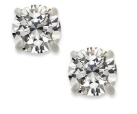 INC International Concepts Earrings, Silver-Tone Round Cubic Zirconia Stud Earrings INC International Concepts Earrings, Silver-Tone Round Cubic Zirconia Stud Earrings