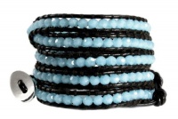 Cyana Blue Crystal Bead Leather Wrap Bracelet: 39 5x Wrap Bracelet Cyana Blue Crystal Bead Leather Wrap Bracelet: 39 5x Wrap Bracelet