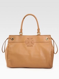 Structured top-handle carryall crafted from luxe leather and finished with signature logo stitching.Double top handles, 7½ dropTop snap closureProtective metal feetOne inside zip pocketTwo inside open pocketsCanvas lining15¾W X 11¾H X 6DImported Structured top-handle carryall crafted from luxe leather and finished with signature logo stitching.Double top handles, 7½ dropTop snap closureProtective metal feetOne inside zip pocketTwo inside open pocketsCanvas lining15¾W X 11¾H X 6DImported