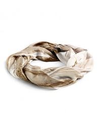 THE LOOKAllover abstract print with designer signatureHook-and-eye closureCan also be worn as a neck or wrist scarfTHE MEASUREMENTWidth, 7THE MATERIALSilkORIGINMade in Italy THE LOOKAllover abstract print with designer signatureHook-and-eye closureCan also be worn as a neck or wrist scarfTHE MEASUREMENTWidth, 7THE MATERIALSilkORIGINMade in Italy