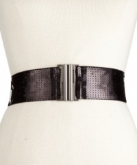 The spotlight is yours with this eye-popping stretch belt from Style&co. Decorated in sequin embellishments for added pizazz. The spotlight is yours with this eye-popping stretch belt from Style&co. Decorated in sequin embellishments for added pizazz.