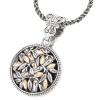 925 Silver Round Branch Design Pendant with 18k Gold Accents