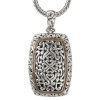 925 Silver Round Heart Scroll Design Pendant with 18k Gold Accents