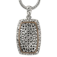 925 Silver Round Heart Scroll Design Pendant with 18k Gold Accents 925 Silver Round Heart Scroll Design Pendant with 18k Gold Accents