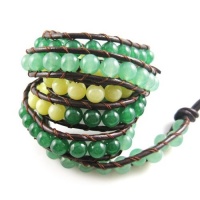 Bling Jewelry Aventurine Jade Gemstone Beads Brown Long Leather Wrap Bracelet Bling Jewelry Aventurine Jade Gemstone Beads Brown Long Leather Wrap Bracelet