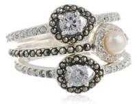 Judith Jack Pearlette Sterling Silver, Marcasite and Fresh Water Pearl Stack Ring, Size 7 Judith Jack Pearlette Sterling Silver, Marcasite and Fresh Water Pearl Stack Ring, Size 7