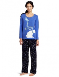 Hue Sleepwear Women's Double Face Jer Bear Pajama Set, Blue, Medium Hue Sleepwear Women's Double Face Jer Bear Pajama Set, Blue, Medium