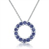 Tanzanite Circle Pendant set in Sterling Silver 18 Necklace (1.50ct tw)