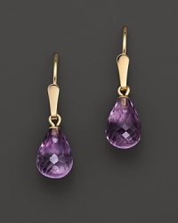 Faceted amethyst briolettes, set in 14K yellow gold. Faceted amethyst briolettes, set in 14K yellow gold.
