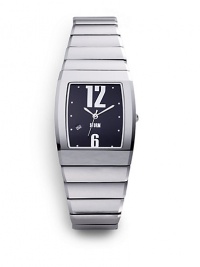THE LOOKRectangular tungsten case, 50mm (2) X 25mm (1)Smooth bezelBlack dialLarge numeric and dot hour markersSecond handDate-function at 8 o'clockTungsten link braceletWater resistant to 5 ATMTHE MATERIALTungstenORIGINImported THE LOOKRectangular tungsten case, 50mm (2) X 25mm (1)Smooth bezelBlack dialLarge numeric and dot hour markersSecond handDate-function at 8 o'clockTungsten link braceletWater resistant to 5 ATMTHE MATERIALTungstenORIGINImported