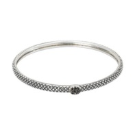 925 Silver & Black Diamond Stackable Bangle (0.05ctw)- 8 IN 925 Silver & Black Diamond Stackable Bangle (0.05ctw)- 8 IN