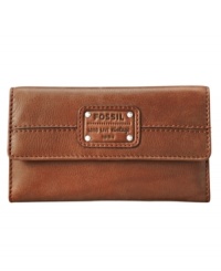 An embossed logo panel with metal studs gives the Mercer leather clutch subtle edge. An embossed logo panel with metal studs gives the Mercer leather clutch subtle edge.