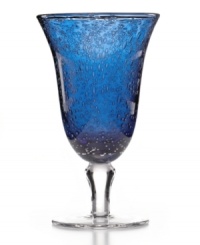 The eye-catching Iris iced tea glass makes a big impact in any setting with a cool slate-blue hue and tiny bubbles trapped in dishwasher-safe glass. From Artland. The eye-catching Iris iced tea glass makes a big impact in any setting with a cool slate-blue hue and tiny bubbles trapped in dishwasher-safe glass. From Artland.