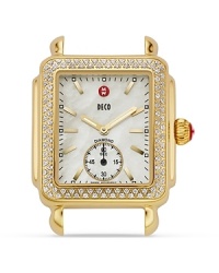 Michele's gold-plated watch brings the glamour, boasting a Deco-inspired case and diamond bezel. Clock in -- this handsome piece loves it when you borrow from his side of the closet. Michele's gold-plated watch brings the glamour, boasting a Deco-inspired case and diamond bezel. Clock in -- this handsome piece loves it when you borrow from his side of the closet.