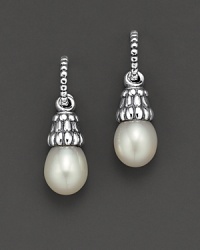 From the Luna Collection, fluted sterling silver settings and polished pearl drop earrings. Designed by Lagos. From the Luna Collection, fluted sterling silver settings and polished pearl drop earrings. Designed by Lagos.