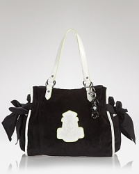Cool colors and delicate details make Juicy Couture's signature satchel a definite day dream bag. It's roomy enough to stow all your glamor girl essentials, so make it your new go to. Cool colors and delicate details make Juicy Couture's signature satchel a definite day dream bag. It's roomy enough to stow all your glamor girl essentials, so make it your new go to.