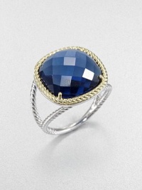 From the Laguna Collection. A faceted blue quartz stone surrounded by an 18k gold rope frame on a sterling silver split shank. Blue quartz18k goldSterling silverImported From the Laguna Collection. A faceted blue quartz stone surrounded by an 18k gold rope frame on a sterling silver split shank. Blue quartz18k goldSterling silverImported