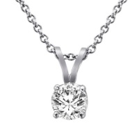 14K White Gold Round Solitaire Diamond Pendant (5/8 ctw, G-H/SI1-I2) 14K White Gold Round Solitaire Diamond Pendant (5/8 ctw, G-H/SI1-I2)