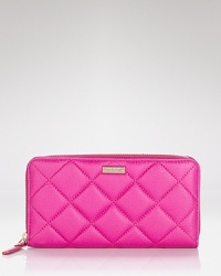 kate spade new york adds a color pop to your practical portfolio with this quilt-effect leather wallet. Ideally sized to slip inside a handbag, it boasts pockets for all the essentials and a classic shape. kate spade new york adds a color pop to your practical portfolio with this quilt-effect leather wallet. Ideally sized to slip inside a handbag, it boasts pockets for all the essentials and a classic shape.