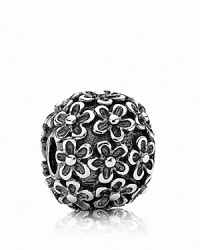 Add rich texture and floral flair to you PANDORA bracelet with this oxidized and polished silver charm. Add rich texture and floral flair to you PANDORA bracelet with this oxidized and polished silver charm.