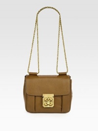 Crafted from fine Italian leather, this structured style is accented with a turnlock closure and an intricately designed chain strap.Chain shoulder strap, 22½ drop One inside open pocket Fully lined 8W X 7H X 3D Made in Italy Crafted from fine Italian leather, this structured style is accented with a turnlock closure and an intricately designed chain strap.Chain shoulder strap, 22½ drop One inside open pocket Fully lined 8W X 7H X 3D Made in Italy