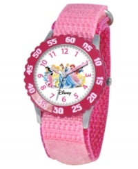 Help your kids stay on time with this fun Time Teacher watch from Disney. Featuring your favorite Disney princesses, the hour and minute hands are clearly labeled for easy reading. Help your kids stay on time with this fun Time Teacher watch from Disney. Featuring your favorite Disney princesses, the hour and minute hands are clearly labeled for easy reading.