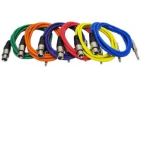 GLS Audio 6ft Patch Cable Cords - XLR Female To 1/4 TRS Color Cables - 6' Balanced Snake Cord - 6 PACK GLS Audio 6ft Patch Cable Cords - XLR Female To 1/4 TRS Color Cables - 6' Balanced Snake Cord - 6 PACK