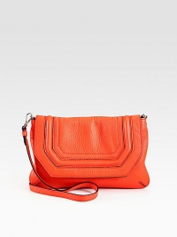 Supple pebble grain leather in a vivid hue forms this flap-front silhouette, with a detachable shoulder strap for added versatility. Detachable shoulder strap, 19½ dropMagnetic snap closure on front flapOne outside back zip pocketOne inside zip pocketTwo inside open pocketsFully lined13W X 8H X 1½DImported Supple pebble grain leather in a vivid hue forms this flap-front silhouette, with a detachable shoulder strap for added versatility. Detachable shoulder strap, 19½ dropMagnetic snap closure on front flapOne outside back zip pocketOne inside zip pocketTwo inside open pocketsFully lined13W X 8H X 1½DImported
