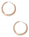 GUESS Rose Gold-Tone Hoop Earrings with Rhines, ROSE GOLD