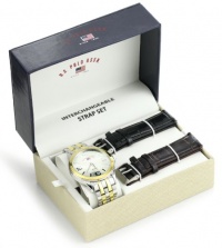 U.S. Polo Assn. Men's US2038 Two-Tone Bracelet with Two Interchangeable Strap Bands Watch Set U.S. Polo Assn. Men's US2038 Two-Tone Bracelet with Two Interchangeable Strap Bands Watch Set