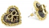 Betsey Johnson Lovely Leopard Heart Stud Earrings