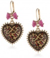 Betsey Johnson Leopard Heart Drop Earrings