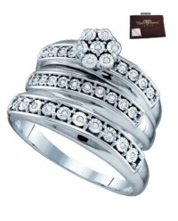 Wrap Around Diamond Ring in 10 KWG for The Blushing Bride-.12CT Radiant Diamond Fanuk Trio Set (Size 7 for her & Size 10 For Him) - Incl. ClassicDiamondHouse Free Gift Box & Cleaning Cloth Wrap Around Diamond Ring in 10 KWG for The Blushing Bride-.12CT Radiant Diamond Fanuk Trio Set (Size 7 for her & Size 10 For Him) - Incl. ClassicDiamondHouse Free Gift Box & Cleaning Cloth