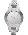 Armani Exchange Silver Dial Python-Stamped Leather Ladies Watch AX4128