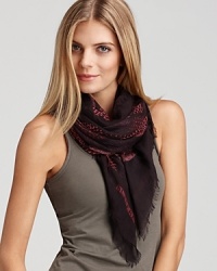 In an artsy allover block print, this super-soft Burberry scarf adds geometric flair and effortless style to the every day. In an artsy allover block print, this super-soft Burberry scarf adds geometric flair and effortless style to the every day.