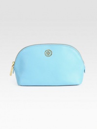 A bright style in luxurious saffiano leather with an iconic logo emblem and a secure zip closure.Top zip closureOne outside open pocketFully lined7½W X 5H X 3DImported A bright style in luxurious saffiano leather with an iconic logo emblem and a secure zip closure.Top zip closureOne outside open pocketFully lined7½W X 5H X 3DImported