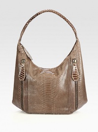 Luxurious python in a roomy carryall, perfectly sized for all your essentials.Shoulder strap, 11½ dropTop zip closureTwo outside zip pocketOne inside zip pocketTwo inside open pocketsTwo pen holdersOne money clipSuede lining16½W X 9¼H X 5DImported Luxurious python in a roomy carryall, perfectly sized for all your essentials.Shoulder strap, 11½ dropTop zip closureTwo outside zip pocketOne inside zip pocketTwo inside open pocketsTwo pen holdersOne money clipSuede lining16½W X 9¼H X 5DImported