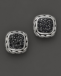 From John Hardy's Kali Lava Collection, a delicate stud earring with basket weave setting and clusters of black sapphire. Designed by John Hardy. From John Hardy's Kali Lava Collection, a delicate stud earring with basket weave setting and clusters of black sapphire. Designed by John Hardy.