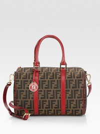 Iconic signature jacquard accented with luxuriously smooth leather trim.Double leather top handles, 6 dropDetachable adjustable leather shoulder strap, 24-28 dropTop zip closureOne inside open pocketCotton lining11¾W X 8H X 7DMade in Italy Iconic signature jacquard accented with luxuriously smooth leather trim.Double leather top handles, 6 dropDetachable adjustable leather shoulder strap, 24-28 dropTop zip closureOne inside open pocketCotton lining11¾W X 8H X 7DMade in Italy