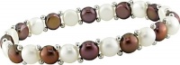 6-7mm Cultured FW Chocolate and White Pearl Elastic Bracelet in Sterling Silver 6-7mm Cultured FW Chocolate and White Pearl Elastic Bracelet in Sterling Silver