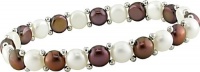 6-7mm Cultured FW Chocolate and White Pearl Elastic Bracelet in Sterling Silver