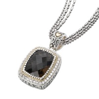 925 Silver, Smoky Quartz & Diamond Petite Pendant with 18k Gold Accents (0.25ctw) 925 Silver, Smoky Quartz & Diamond Petite Pendant with 18k Gold Accents (0.25ctw)