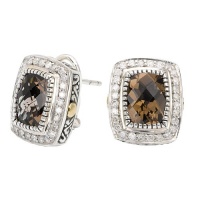 925 Silver, Smoky Quartz & Diamond Petite Earrings with 18k Gold Accents (0.35ctw) 925 Silver, Smoky Quartz & Diamond Petite Earrings with 18k Gold Accents (0.35ctw)
