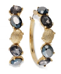 A little something extra for your ear. Alfani's hoop earrings, crafted from gold-tone mixed metal, have glass and acrylic stones along the outside for a stylish touch. Approximate diameter: 1-1/4 inches. A little something extra for your ear. Alfani's hoop earrings, crafted from gold-tone mixed metal, have glass and acrylic stones along the outside for a stylish touch. Approximate diameter: 1-1/4 inches.