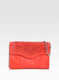 Butter-soft leather with lasercut cheetah detailing in a slim silhouette. Chain shoulder strap, 14¼ dropMagnetic flap closureOne inside zip pocketThree inside open pocketsNylon lining13W X 8¾H X 2DImported Butter-soft leather with lasercut cheetah detailing in a slim silhouette. Chain shoulder strap, 14¼ dropMagnetic flap closureOne inside zip pocketThree inside open pocketsNylon lining13W X 8¾H X 2DImported
